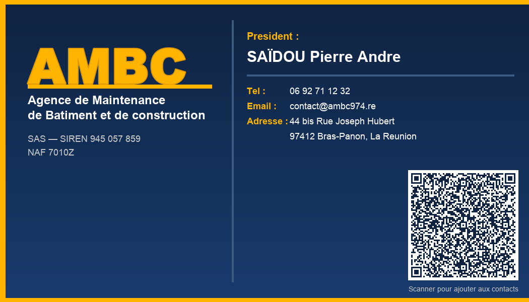 Carte de visite AMBC, recto